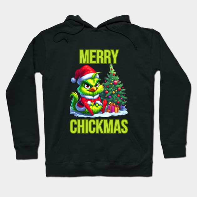 Chicken Merry Christmas Hoodie by BukovskyART